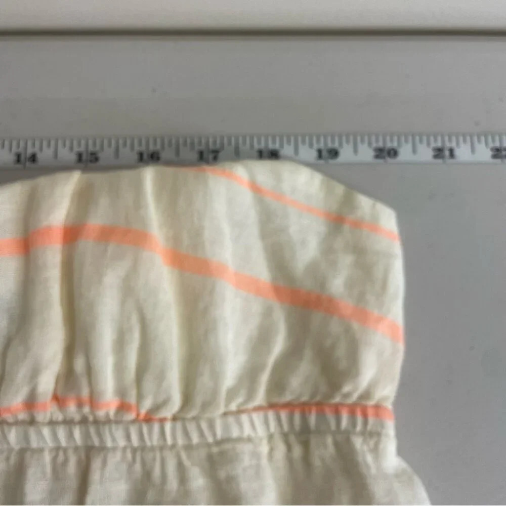 J.CREW Linen Cotton Blend Peach Cream Stripes Midi Dress No Size Tag - Picture 7 of 15